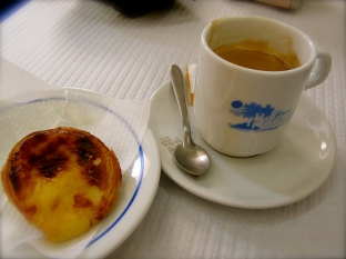Coffee with pastel de Belem, Portugal